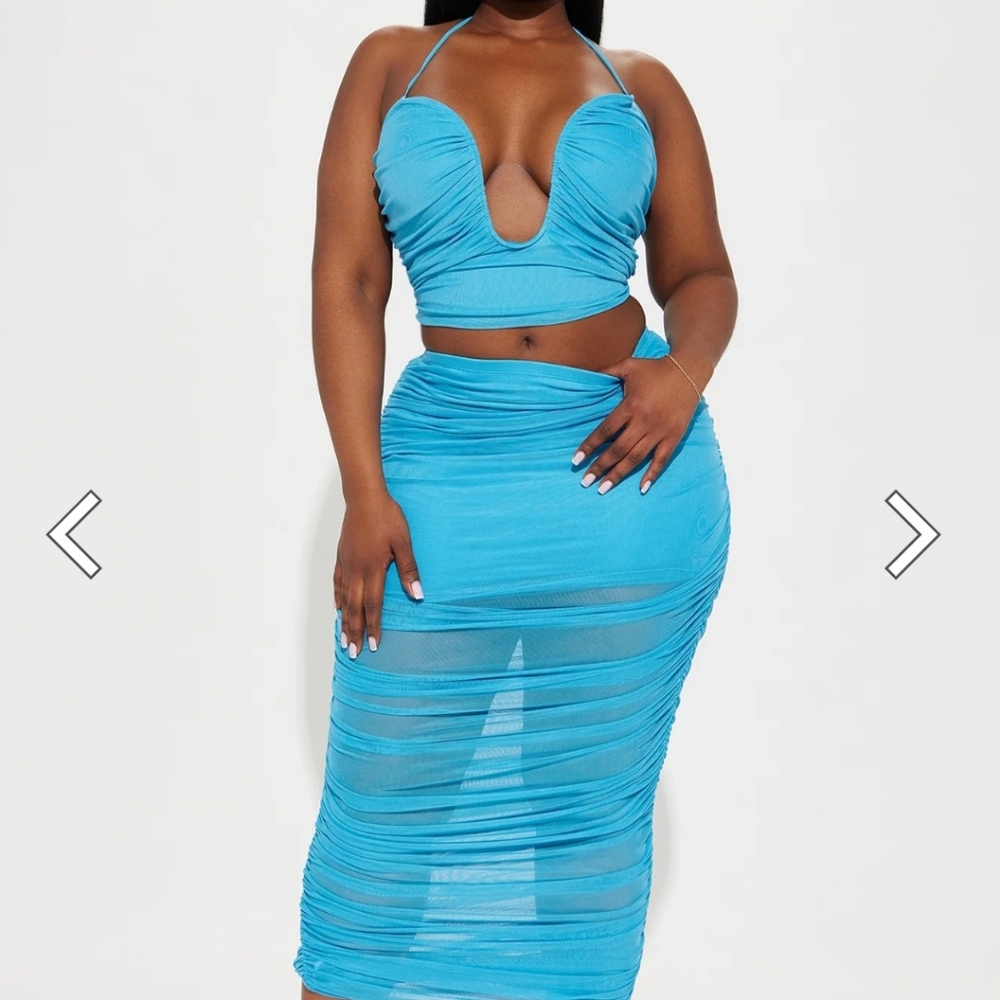 Fashion Nova Blue Women's Skirt Set